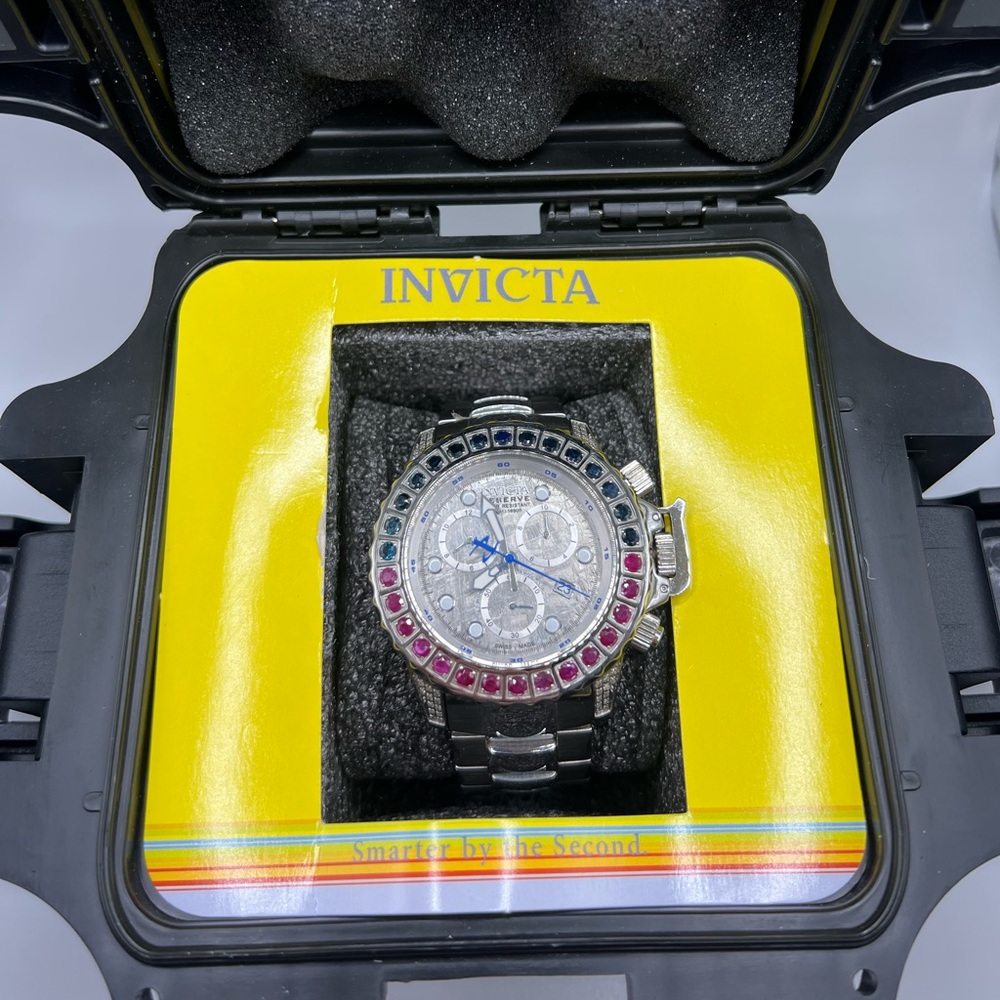 Invicta Meteorite Face With Ruby & Sapphire Bezel